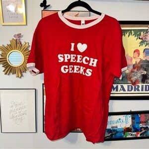 Vintage Red 'I Love Speech Geeks' Jersey T-Shirt